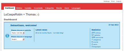 Screenshot of Onlinebase CMS dashboard