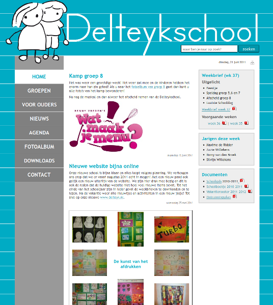 screenshot van nieuwe website van de Delteykschool